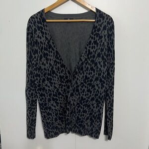 GAP Leopard print V-Neck Button-Up Cardigan Sweater